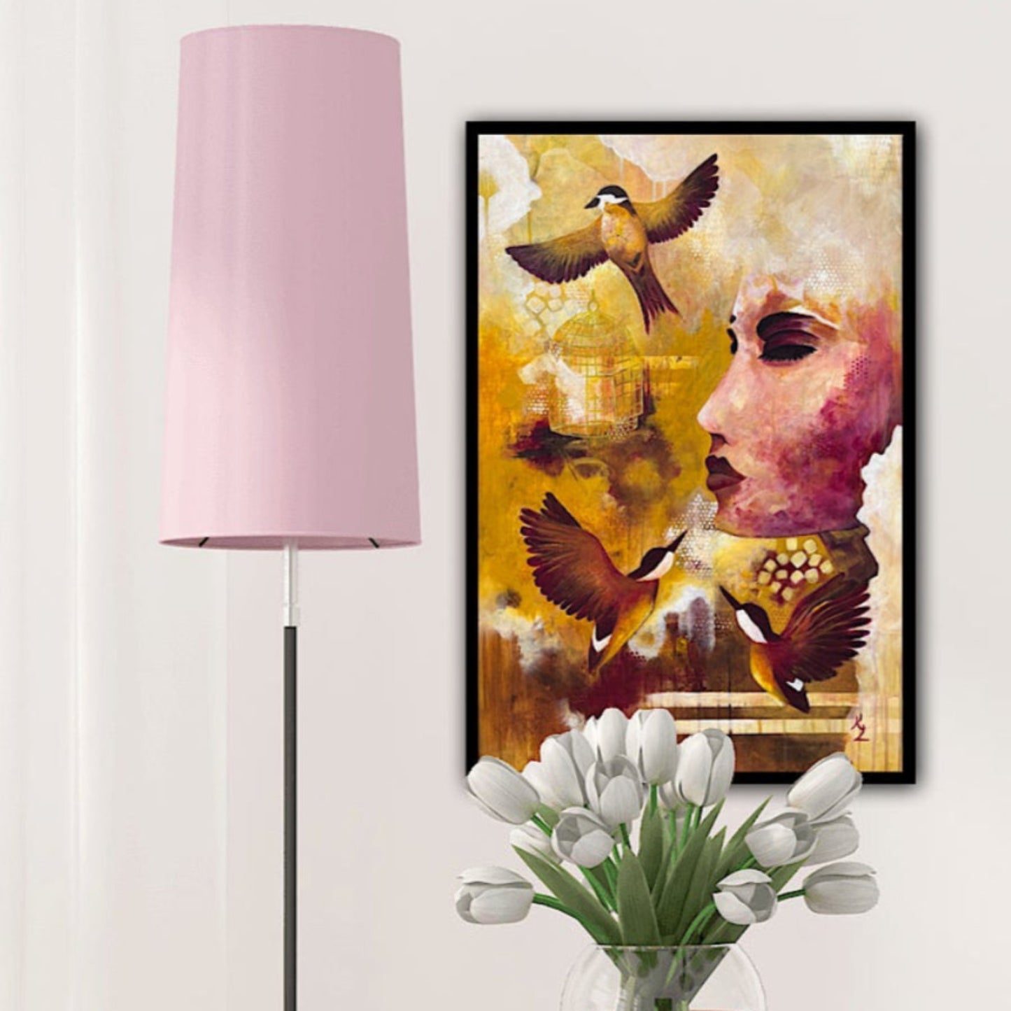 Pink woman portrait white wall
Roosa naise portree valgel taustal