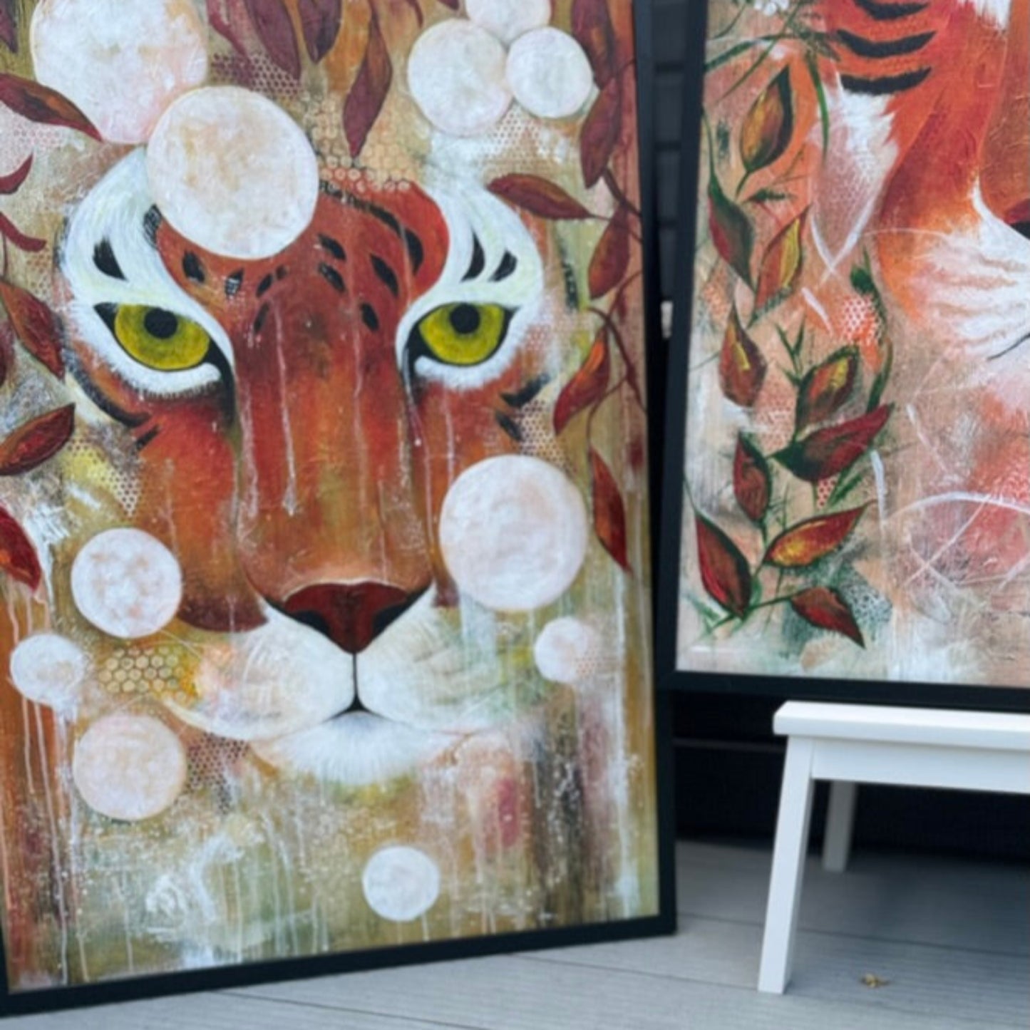 Tiger wall art in the frame