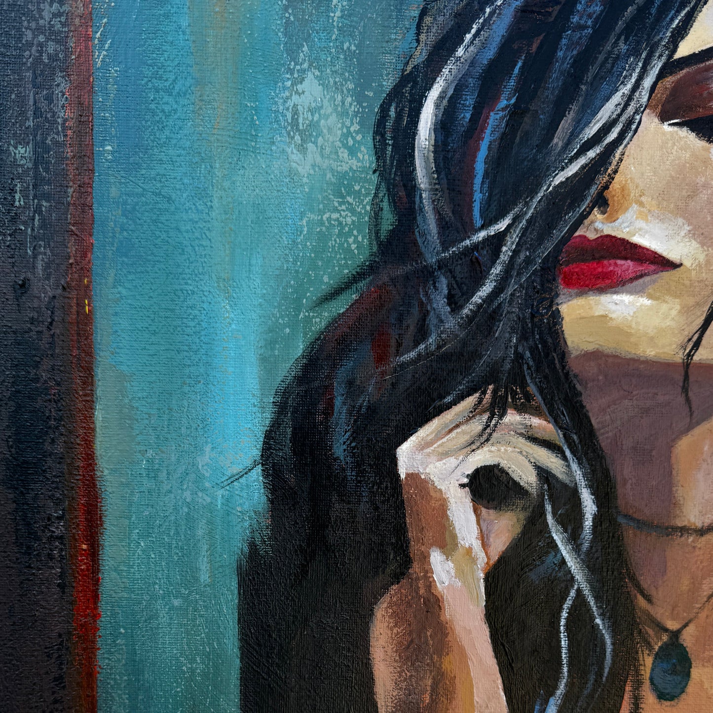 Woman portrait with red lips