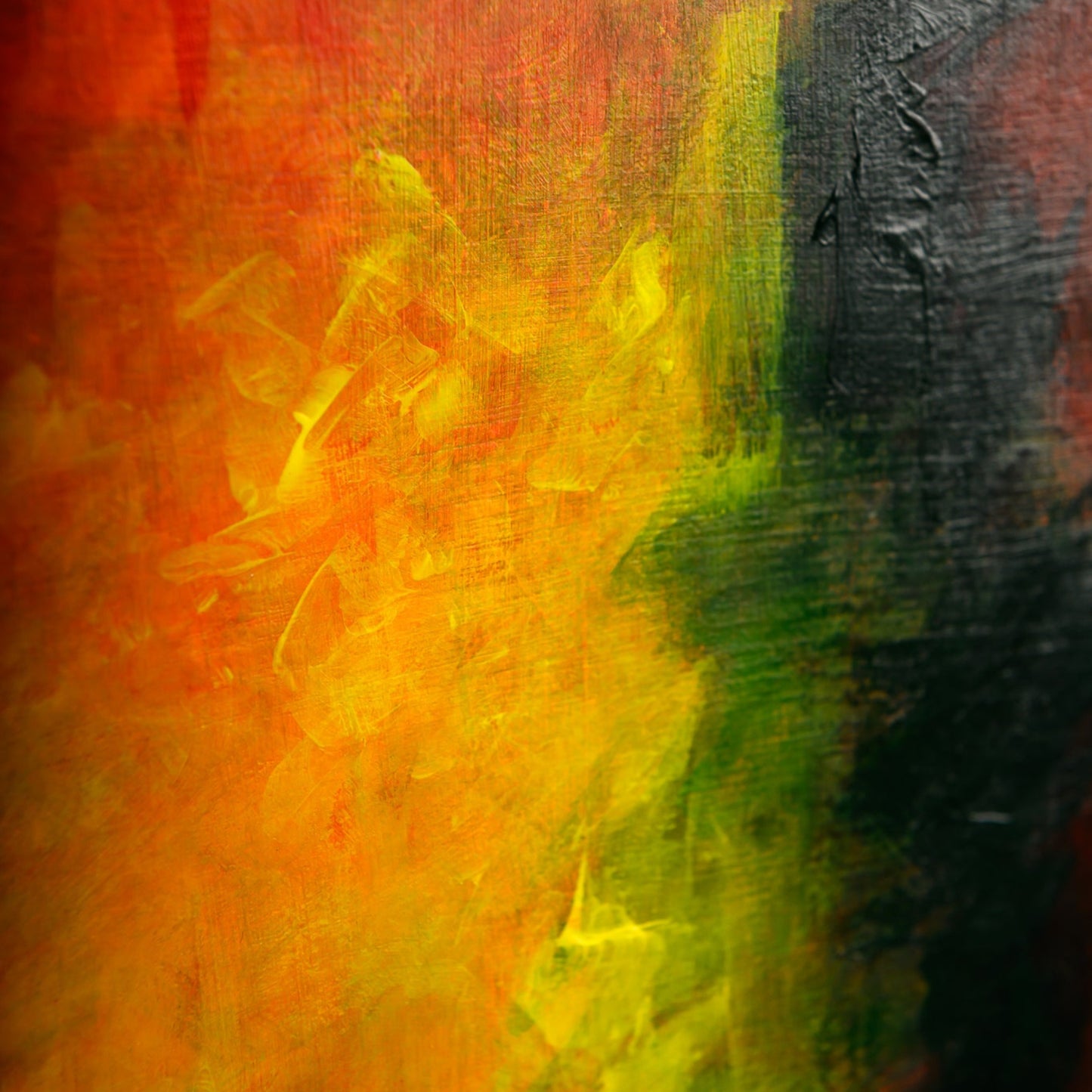 Red Apple painting have green, red, yellow details