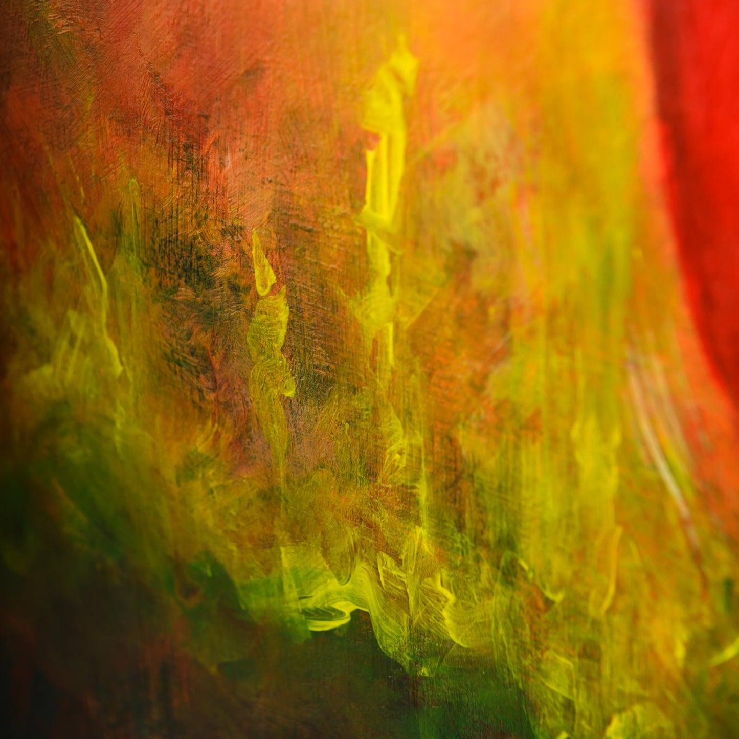 Red apple painting with yellow details