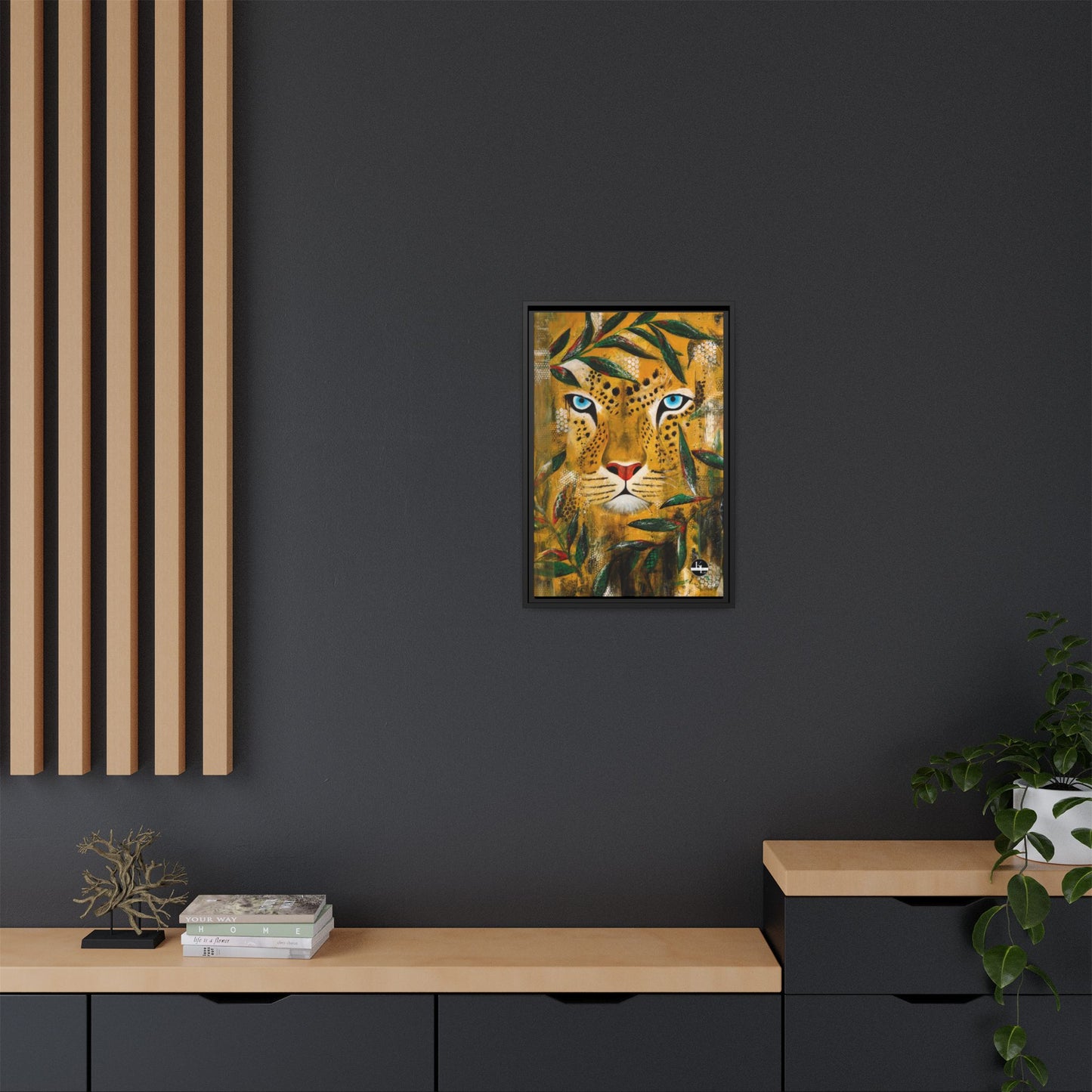 Framed Matte Canvas Art - Majestic Leopard