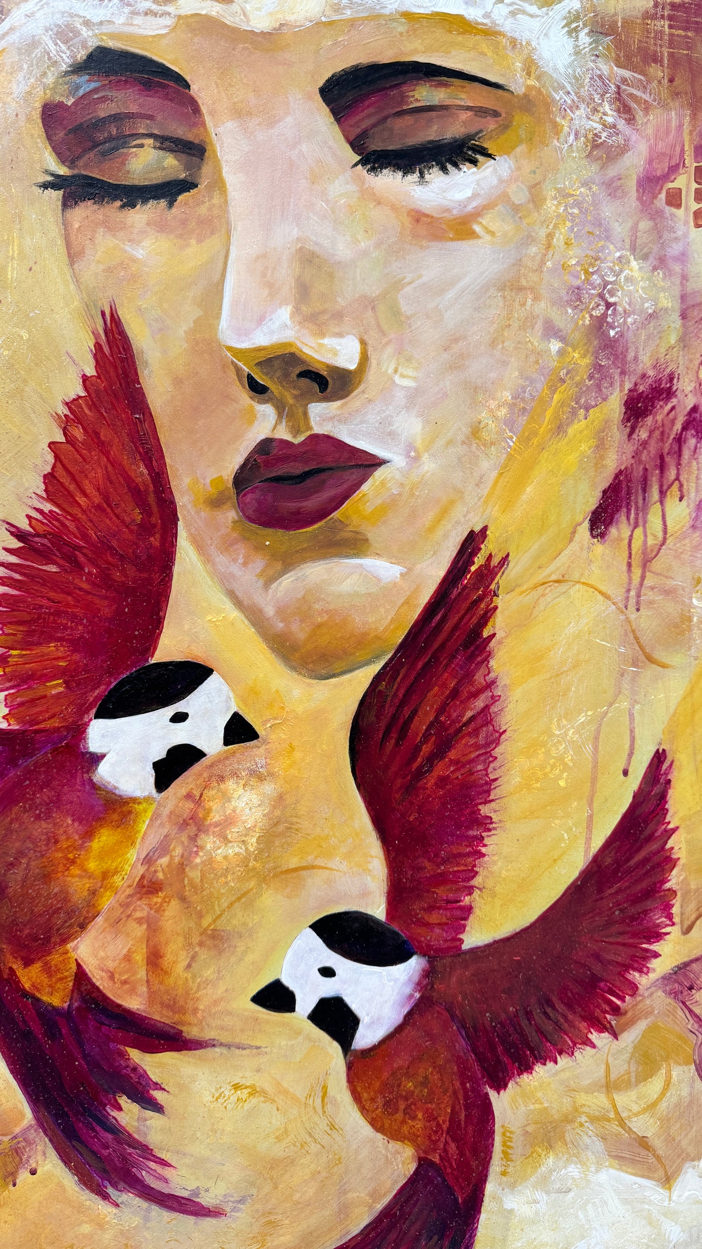 Painting, where is Woman with closed eyes.
Kunstiteos, kus on Naine suletud silmadega