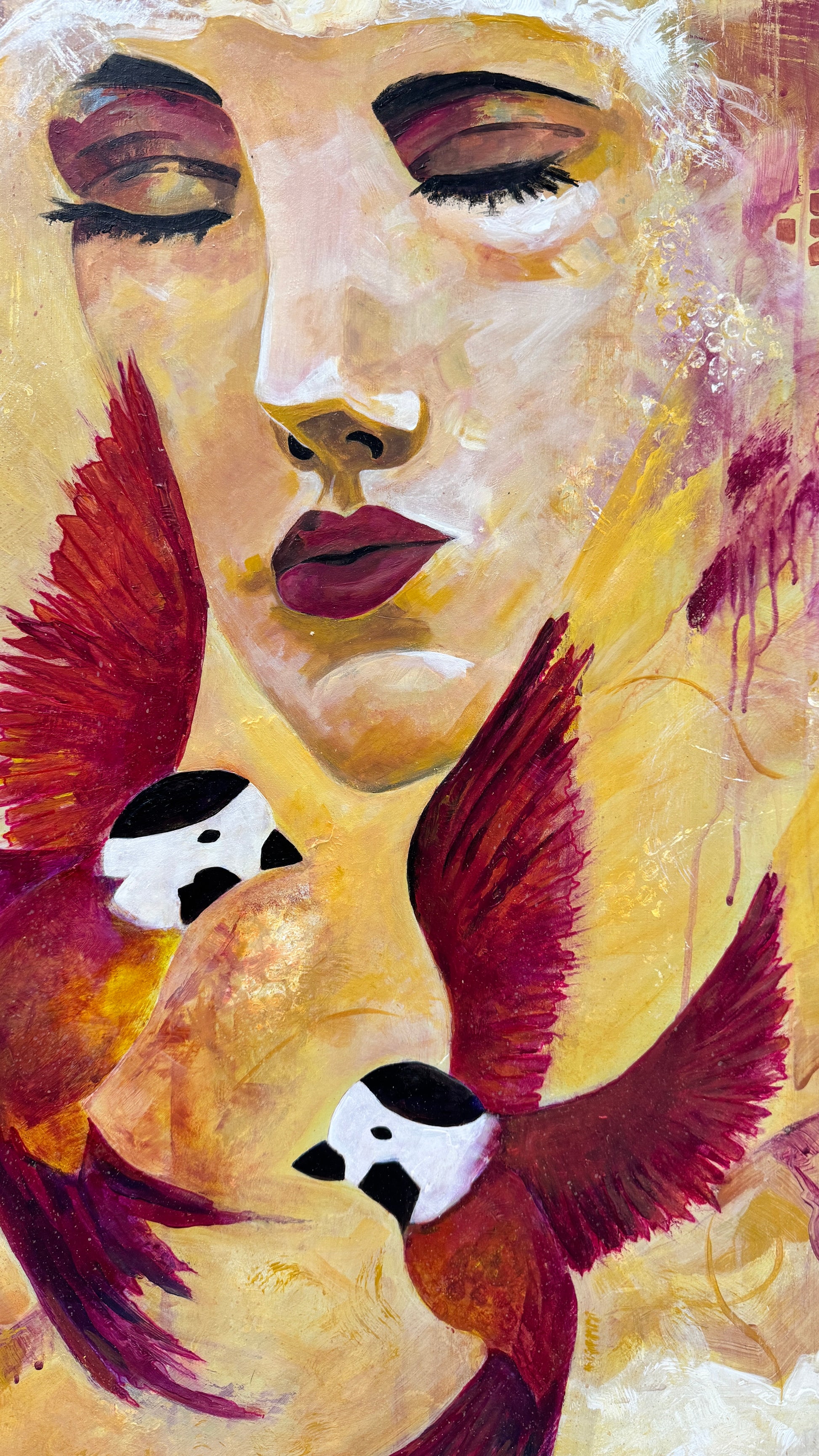 Painting, where is Woman with closed eyes.
Kunstiteos, kus on Naine suletud silmadega