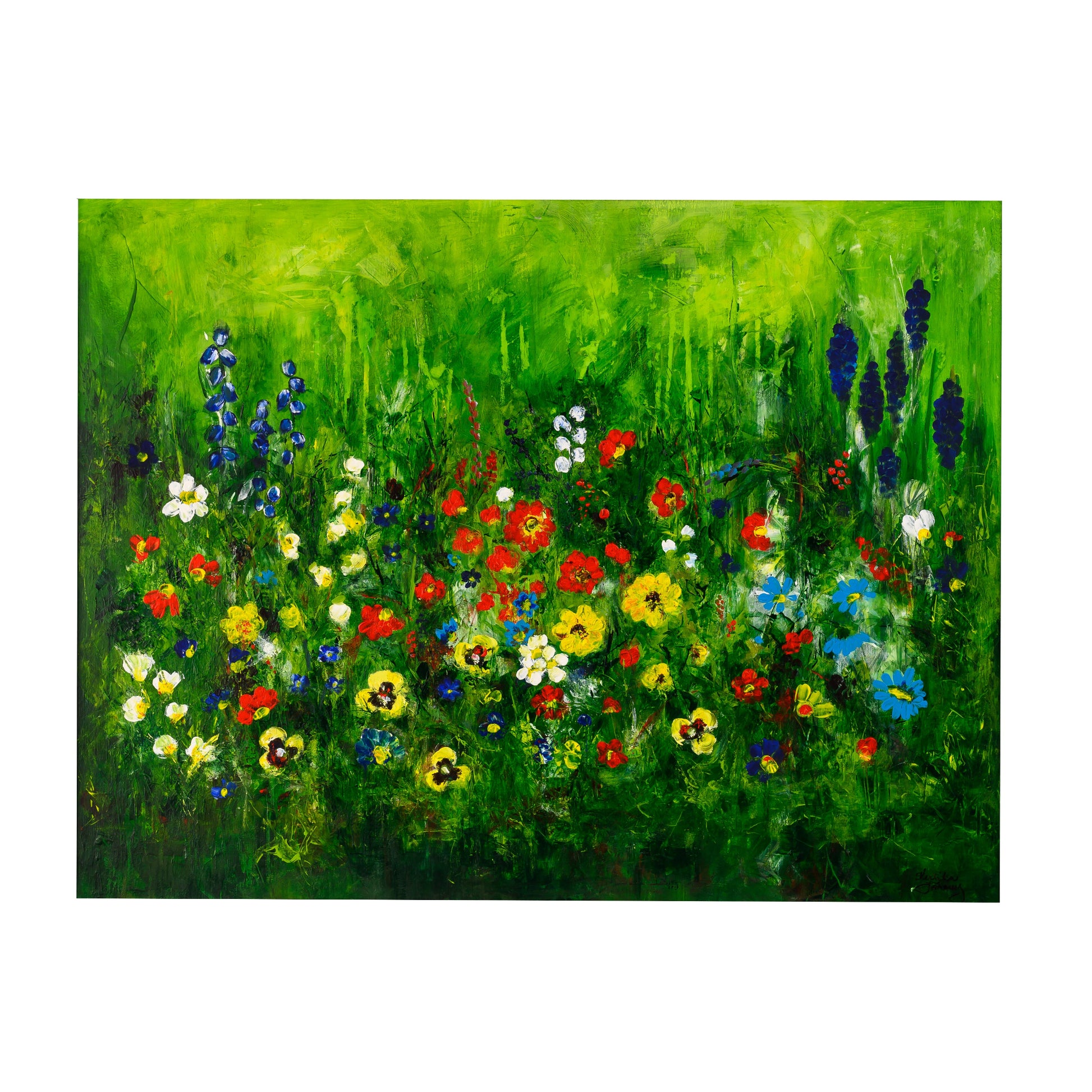 Lots of flowers in the painting